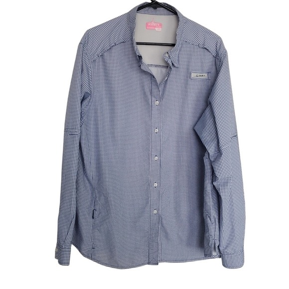 Habit Tops - Habit's Women's Long‎ Sleeve Collared White Blue Outdoor Shirt Lightweight 2XL